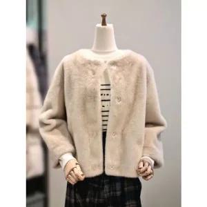 [갤러리아] ab.f.z 9부소매 노카라 밍크 페이크퍼 자켓 코트 ACZ4FFF8K