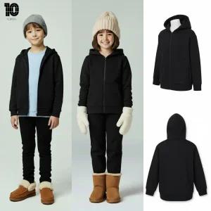 [백화점 출고] 탑텐 키즈 패딩 남아 여아 베이직 보아 본딩 후드 집업 블랙 숏 모자 자켓 점퍼