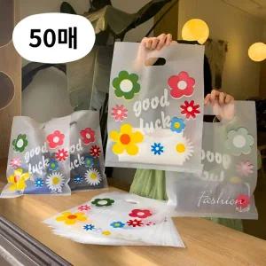 데이더봄 플라워 선물용 비닐 쇼핑백, 소형, 50개입