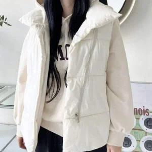 패션조끼 하이 블랙 조끼 여자 등원룩 오버핏 맘 패딩