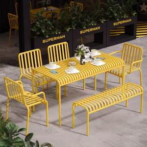 노란 야외 테이블 카페 식탁 의자 레스토랑 매장