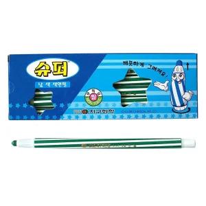 지구화학 슈퍼 낱색 색연필 (12자루) 1다스 (초록)/준비물/기본/색상/선명한/그림/색칠/연필/발색력/초등