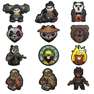 콤부 팬더 Pandaren 자수 패치 배낭 후크 & 루프에 옷 배지에 동물 발
