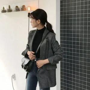 [하프클럽/]폴팔소매 시그니처 롤업 체크패턴 아우터 레이디스 의류 내추럴