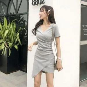 [하프클럽/]핏감좋은 브이칼라 롱드레스 걸 세미정장 하프슬리브긴소매 뜨