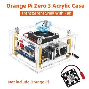 Orange Pi Zero 3 아크릴 케이스 옵션 냉각 팬 방열판 3용 활성 수동 투명 쉘