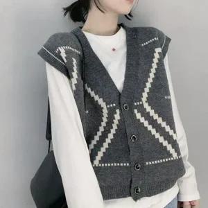 가디건 여성 니트 조끼 브이넥 여성 니트 베스트 간절기 크롭