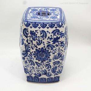 신고전주의 드럼 의자 도자기 부두 Jingdezhen 손으로 그린 골동품 파란색과 흰색 드레싱 거실