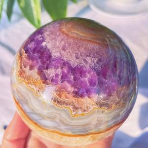 자수정 동굴 마노 공 - 크리스마스 부활절 발렌타인 데이 완벽한 가정 장식 및 수집