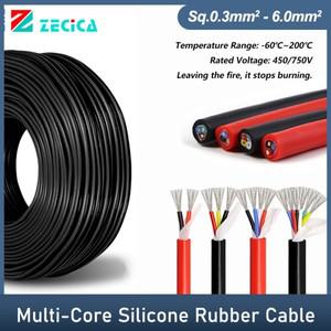 1/2/5M 실리콘 고무 케이블 Sq 0.3 0.5 1 1.5 2 2.5 4 6mm² 3 6 코어 절연 유연 고온 구리선