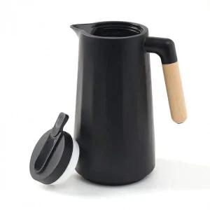 [골드스마일]온도 확인 가능한 이중 유리 보온 주전자 블랙 디자인