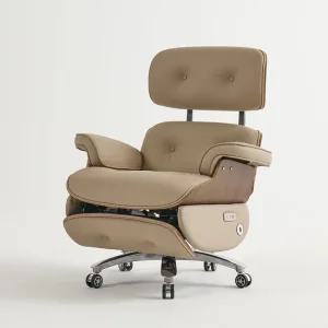아르고밀러 천연가죽 무중력 침대형 전동 리클라이너 중역의자 사장님 임원 사무용 홈오피스 의자