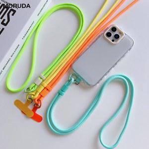캔디 컬러 크로스바디 다채로운 롱 스트랩 휴대폰용 조절 가능한 랜야드 목걸이 벨트 분실 방지 액세서리