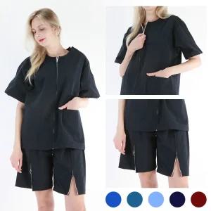 오픈형 트임환자복 골절 깁스 벨크로형 지퍼형 기능성 트임 검진복 한의원 정형외과 뜸치료 물리치료복