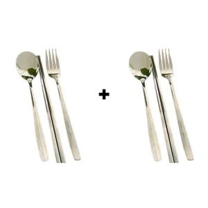 공감스토어 스텐 커트러리 2인 세트 수저 포크 실버