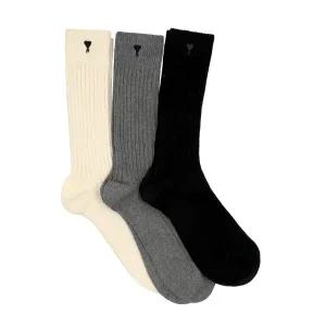 [아미] 남녀공용 아미 드 꾀흐 하트 로고 3켤레 세트 골프 양말(USC611 AK0007 971)