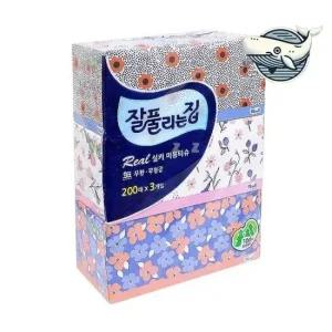 부드러운 실키 미용 화장지 3개 200매 티슈케이스 탁상용휴지케이스 책상휴지케이스