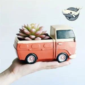 빈티지 자동차 화분 오렌지색 다육이 선인장 자동차미니화분 조화화분 다육이화분