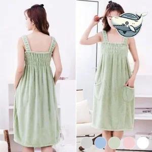 여름 홈웨어 편안한 스커트형 수건가운 기능성 밴딩 샤워가운 원피스 골프가운 ELS