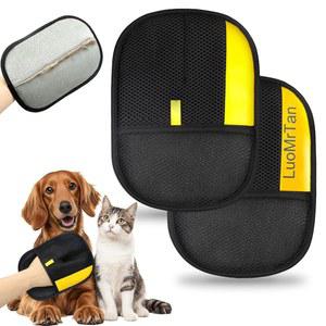 루오므르탄 2팩 반려동물 제모 장갑, 재사용 가능한 정전기 제모기, 소파, 가구, 카시트, 카펫, 의류용 개 및 고양이 털을 위한 새롭게 업그레이드된 효율적인 보푸라기 제거 도구