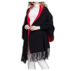 숄망토 블랙레드 믹스 가디건숄 니트 망토머플러 WFKPPEG