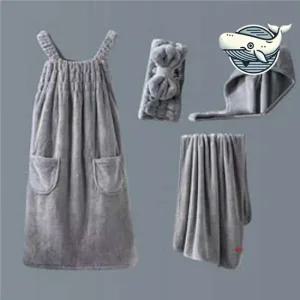 부드러운 극세사 타올 겸용 샤워가운 터번 세트 실내가운 호텔가운 수면가운 사우나가운