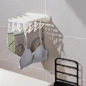 벽부착 베이직 무타공 다기능 접이식 올데이 속옷 양 양말집게 양말건조대 양말걸이