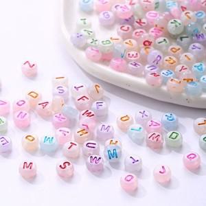악세사리 꾸미기 영어 알파벳 형광 비즈 100P세트