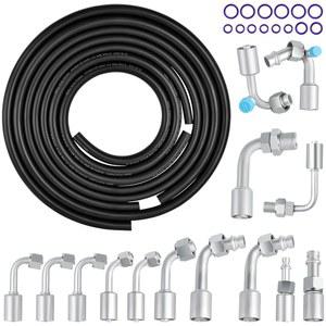 MuHize 자동차 A C 호스 및 피팅 키트 범용 에어컨 연장 길이 6 8 10 AC 포함