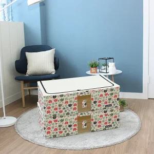 캐릭터 의류 소품 정리 원단 와이어 리빙박스 92L 언더베드 2개