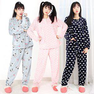 [핑크존] 밸리밍크 반오픈 상하세트 여성용