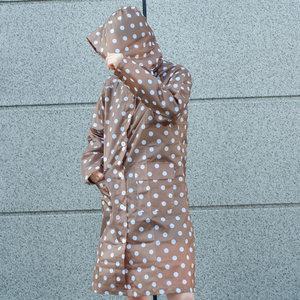 작은물방울롱코트땡땡이브라운 여성레인코트 여행우비