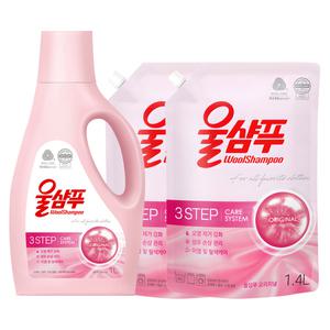 애경 울샴푸 오리지널 용기 1L 1개 + 캡리필 1.4L 2개