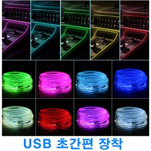 자동차 RGB 엠비언트 라이트 USB 간편장착 무드등 광섬유 차량용