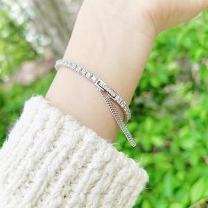 4발 헤라 3mm tennis 은팔찌 925실버 큐빅 순은 공용