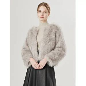 [하프클럽/탱커스]페미닌 라운드 페이크 퍼 하프 자켓 (TV4JK029L0)