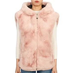 무스너클 버니 여성 후드 퍼 조끼 M33LV464 1188