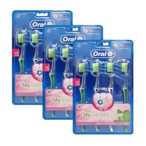 오랄비 고탄력 초미세모 그린티 칫솔 4입 X 3개 / 고탄력