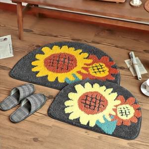 주홍  도톰한 반달매트 해바라기 감성 인테리어 발매트 2type