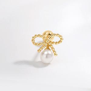 [골드팡] 14k 버블리본 진주 피어싱