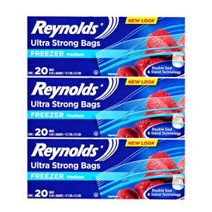 [레이놀즈] 냉동 중형 더블 지퍼백 60매_20매*3팩