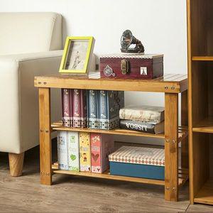 [제이큐]샤인 우드 의자 겸 선반 원목가구 대나무 진열대 2단