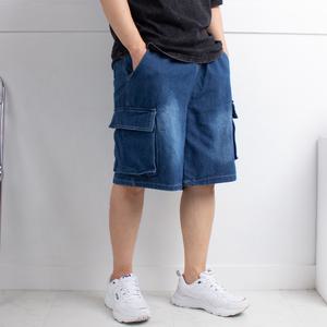 6부 와이드 카고 청 반바지 / 버뮤다청바지 벌룬핏 카고청 반바지 버뮤다데님팬츠 진청 연청 흑청