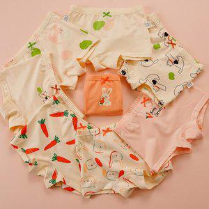 [빌도르] 버니당근애플냥 8매 여아 드로즈 사각 아동 키즈 어린이 팬티 속옷 세트