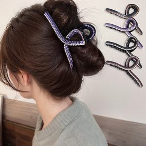 투톤 큐빅 꼬임 올림머리핀 헤어 반머리 반묶음 집게핀 머리집게