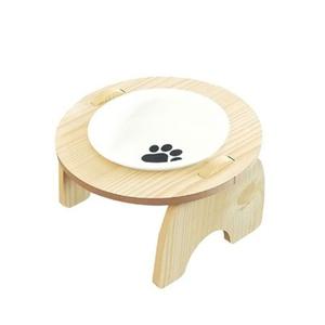 고양이 강아지 물그릇 도자기 1구 우드 라운드 밥그릇 (WBB3EC0)