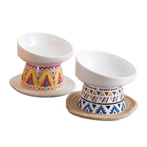 고양이 강아지 물그릇 도자기 1구 인디언 경사 밥그릇 (WBB4141)