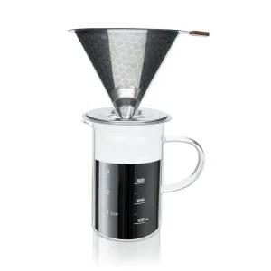 코코비아 스텐 커피 드리퍼 실버+내열유리 커피 서버 핸드드립세트