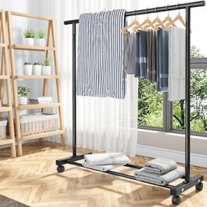 튼튼한 1단 철제 이동식행거 스탠드 옷걸이 스틸 파이프 옷가게 원룸 드레스룸 행거