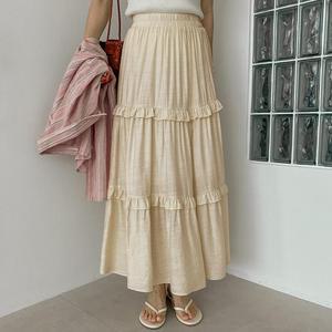 [시크릿라벨] [안감내장/코디템] 밴딩 캉캉 프릴 롱 스커트